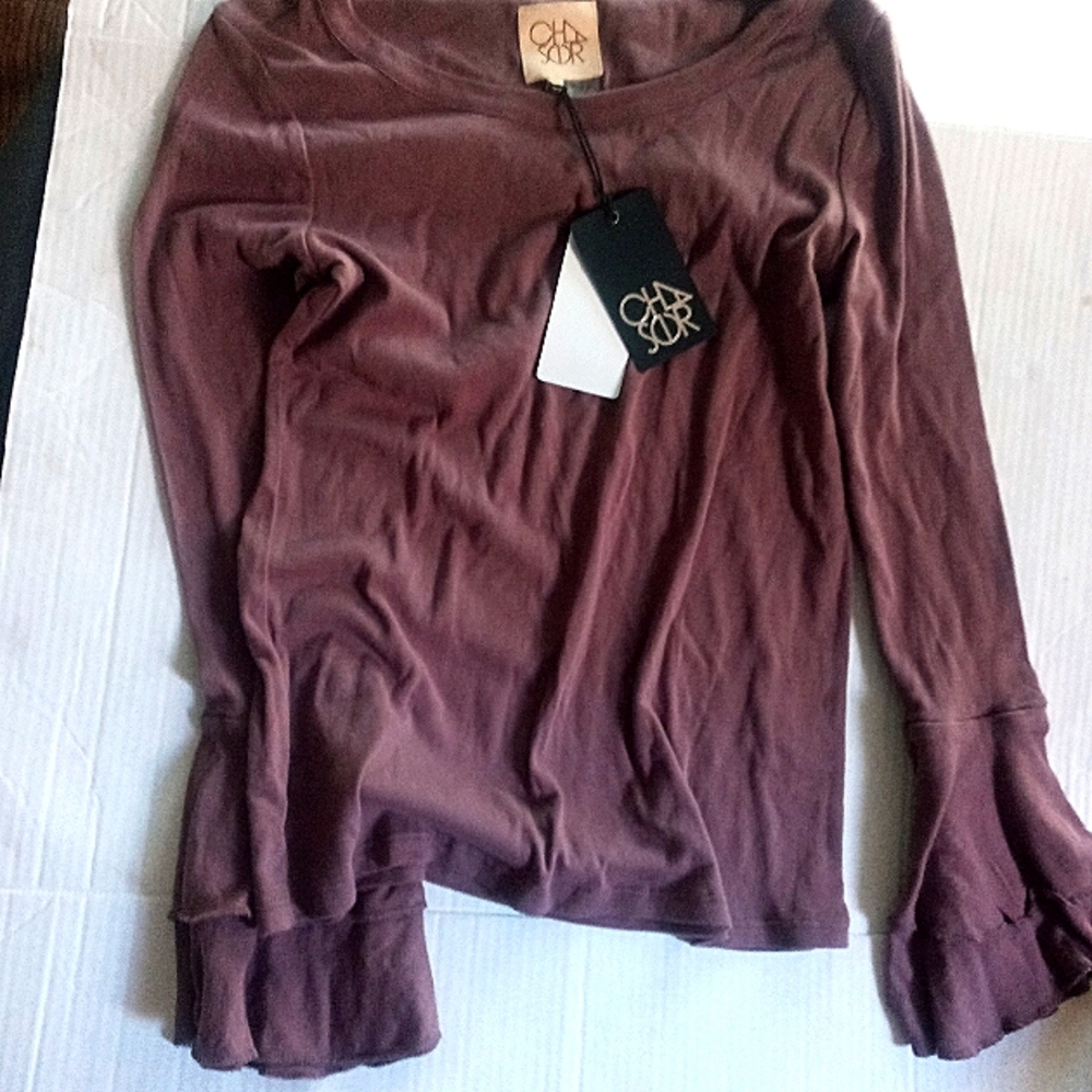 Chaser vintage wash ruffle sleeve t NWT